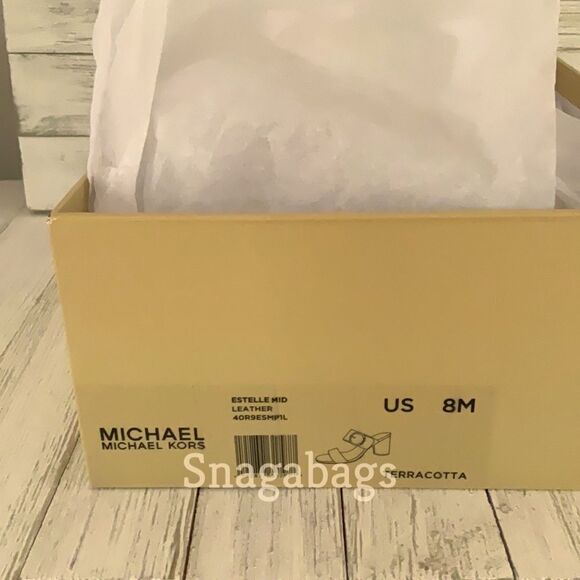 MICHAEL KORS NEW IN BOX ESTELLE MID LEATHER SLIP ON SANDAL 8M - Picture 4 of 9